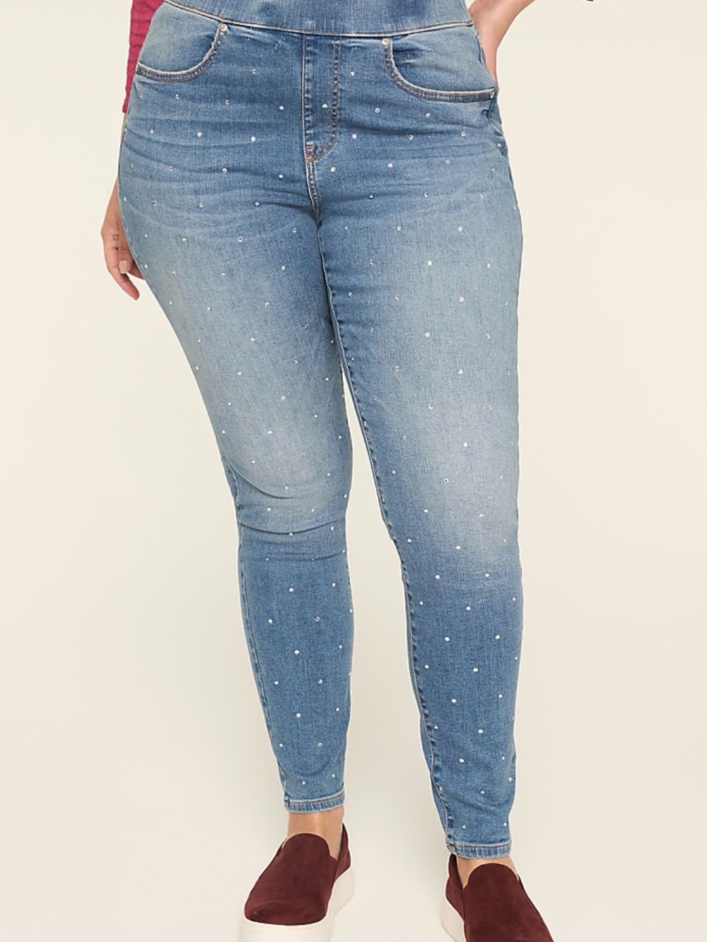 Lane Bryant Light Blue Jeans with Pearl Dots